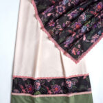 Peach with black floral dupatta