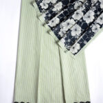 Green Stripes with Black Dupatta