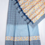 Blue checks jodi with orange dupatta