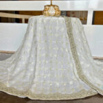 Cream Gotta Georgette with Silver Lace