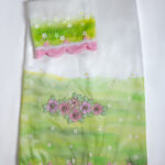 Silk and organza with hand painting and aari work