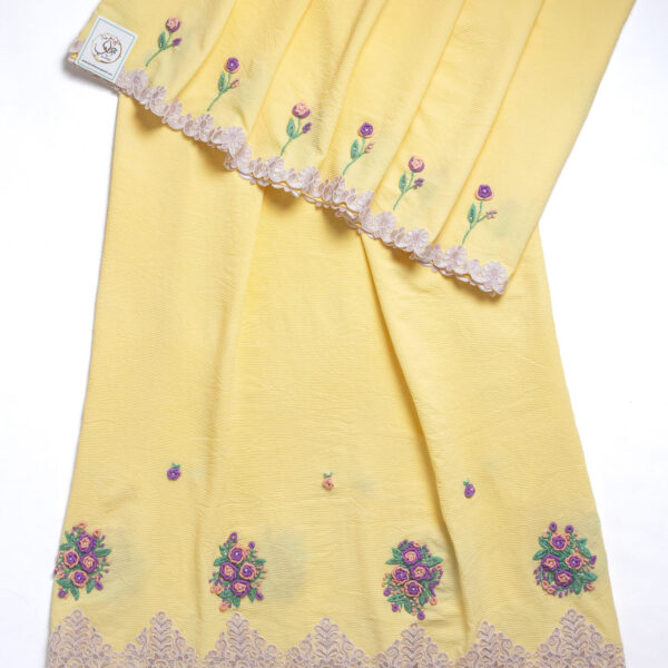 Yellow Crushed Abaya with Handwork