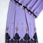 Purple Crushed Abaya with Handwork