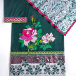 Dark green rida cum jodi with handwork