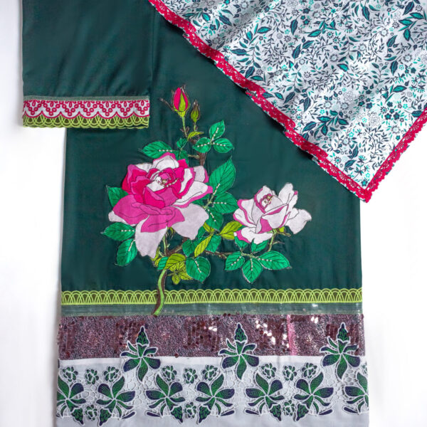 Dark green rida cum jodi with handwork
