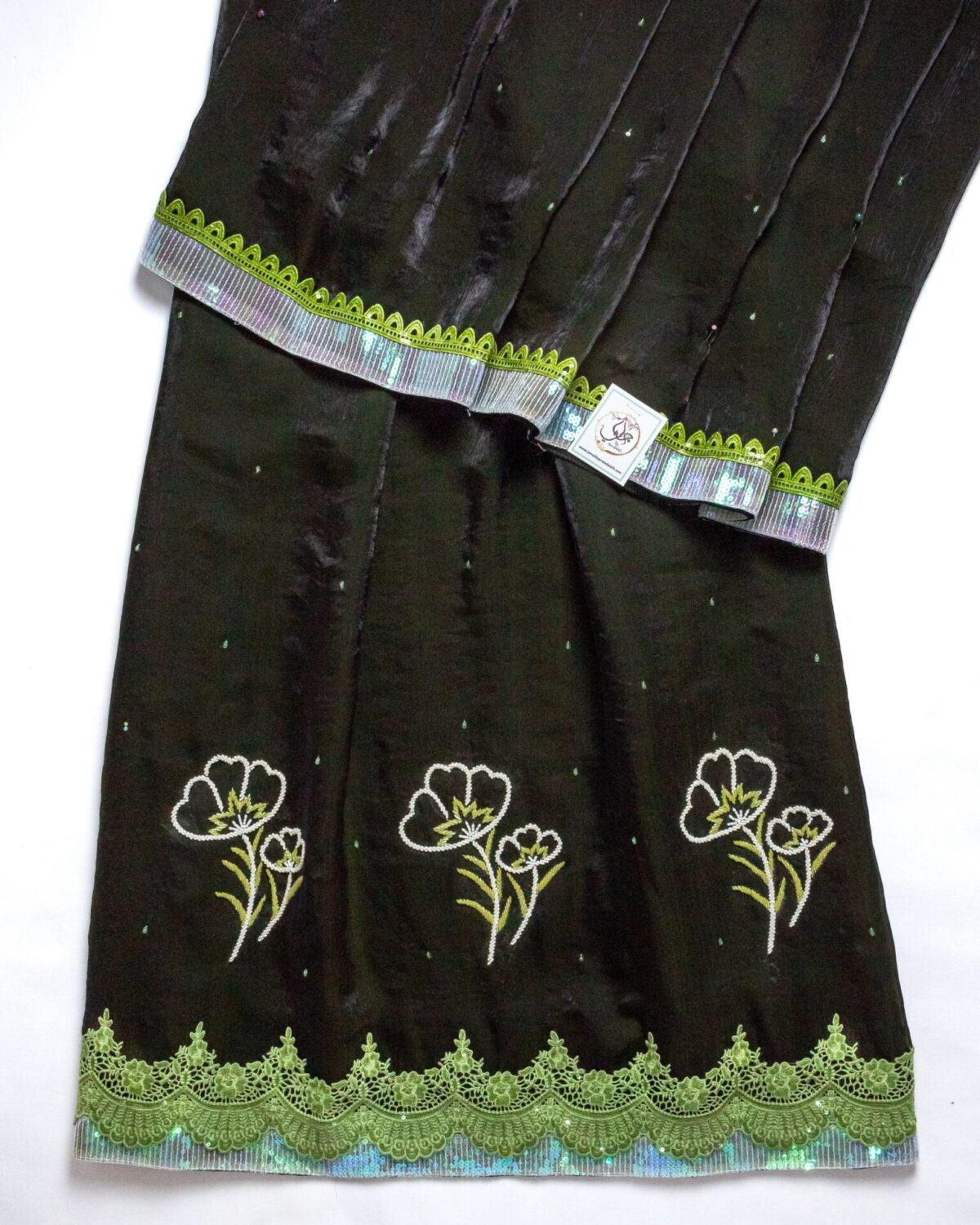 Military Green Fenti Silk Handwork Rida - Image 1