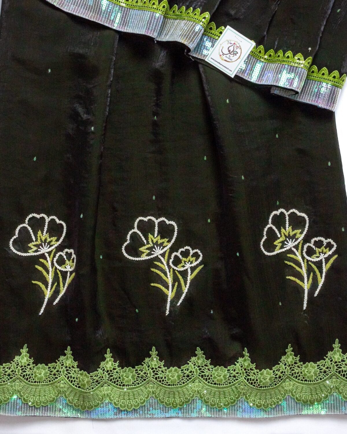 Military Green Fenti Silk Handwork Rida - Image 2