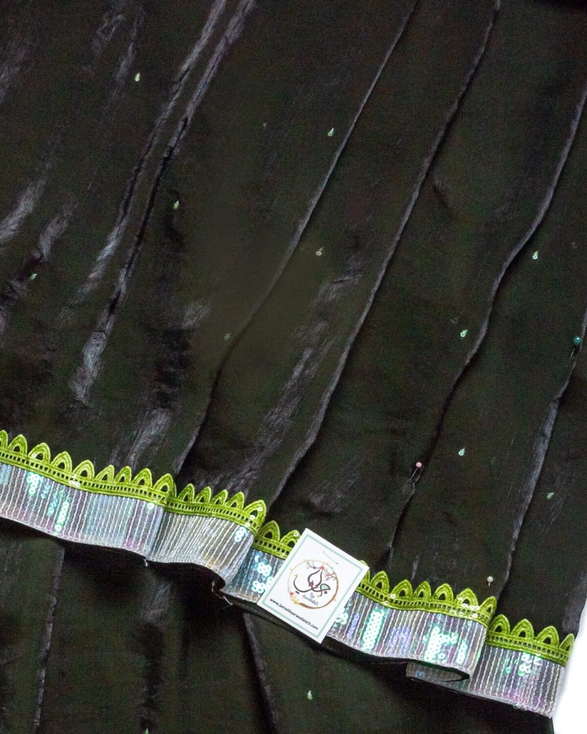 Military Green Fenti Silk Handwork Rida - Image 3