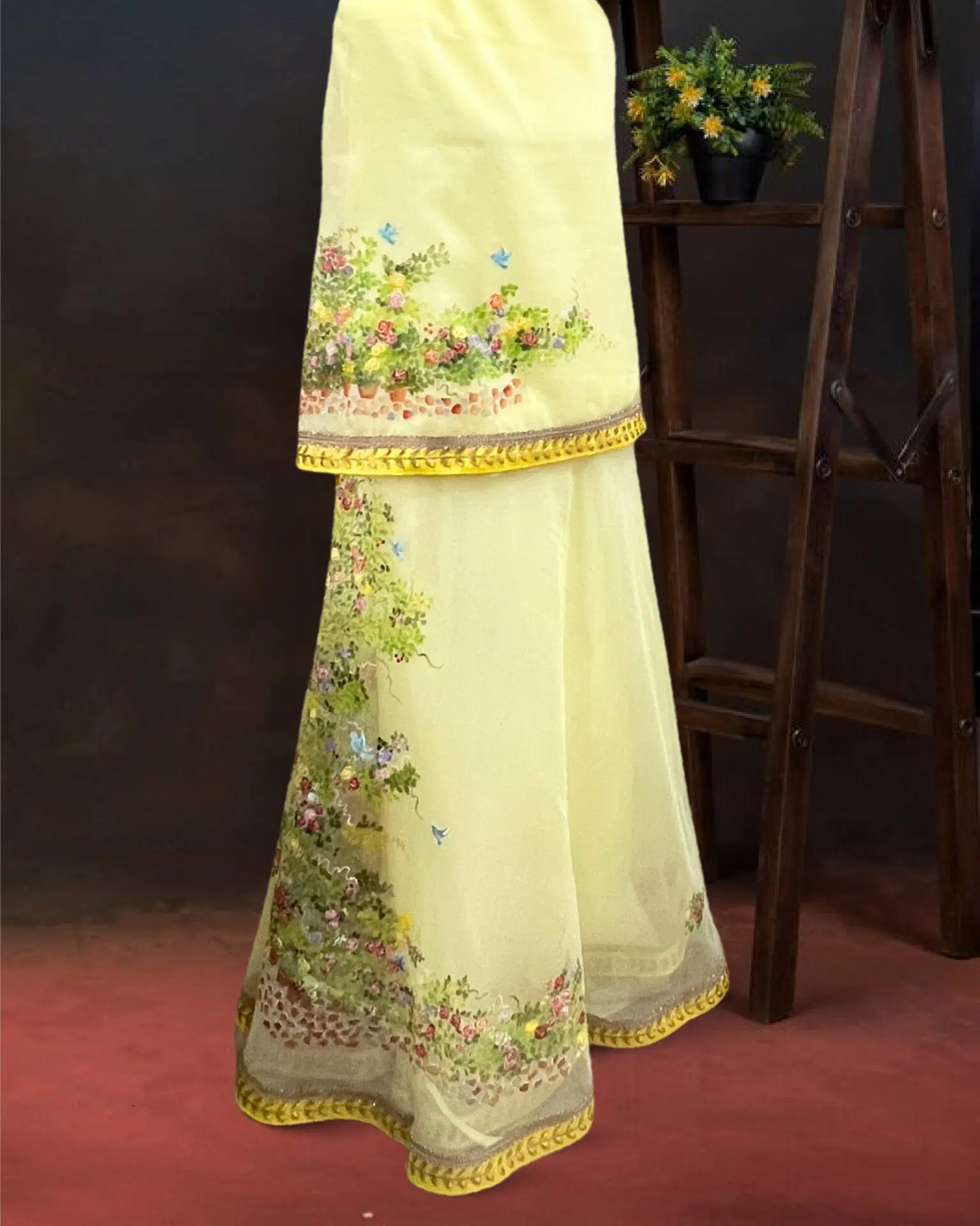 Yellow Painted Organza  – The Garden Edit Rida - Image 3