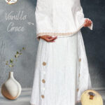 Milky Brown Dots with button & crochet flower