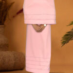 Pink Abaya Rida With machine embroidery
