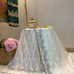 White Feather and Dots Print