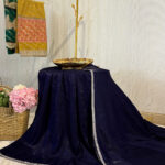 Crushed Navy Blue with Silver Lace