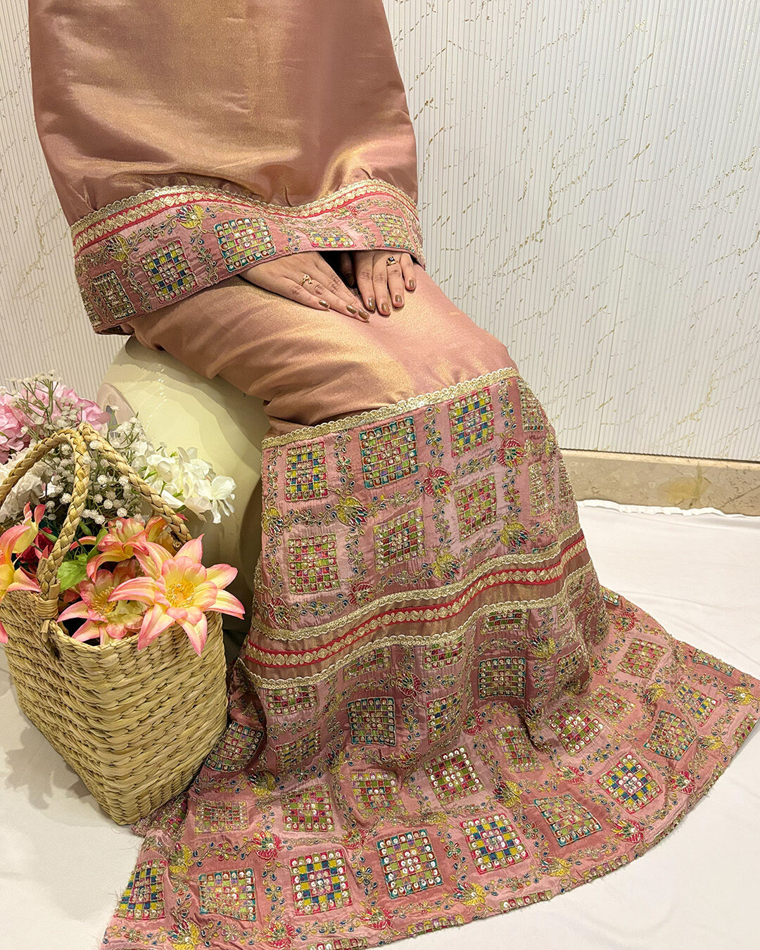 Artboard 4 The Sahiba Edit - ROSE GOLD FULLY WORKED RIDA - Image 1