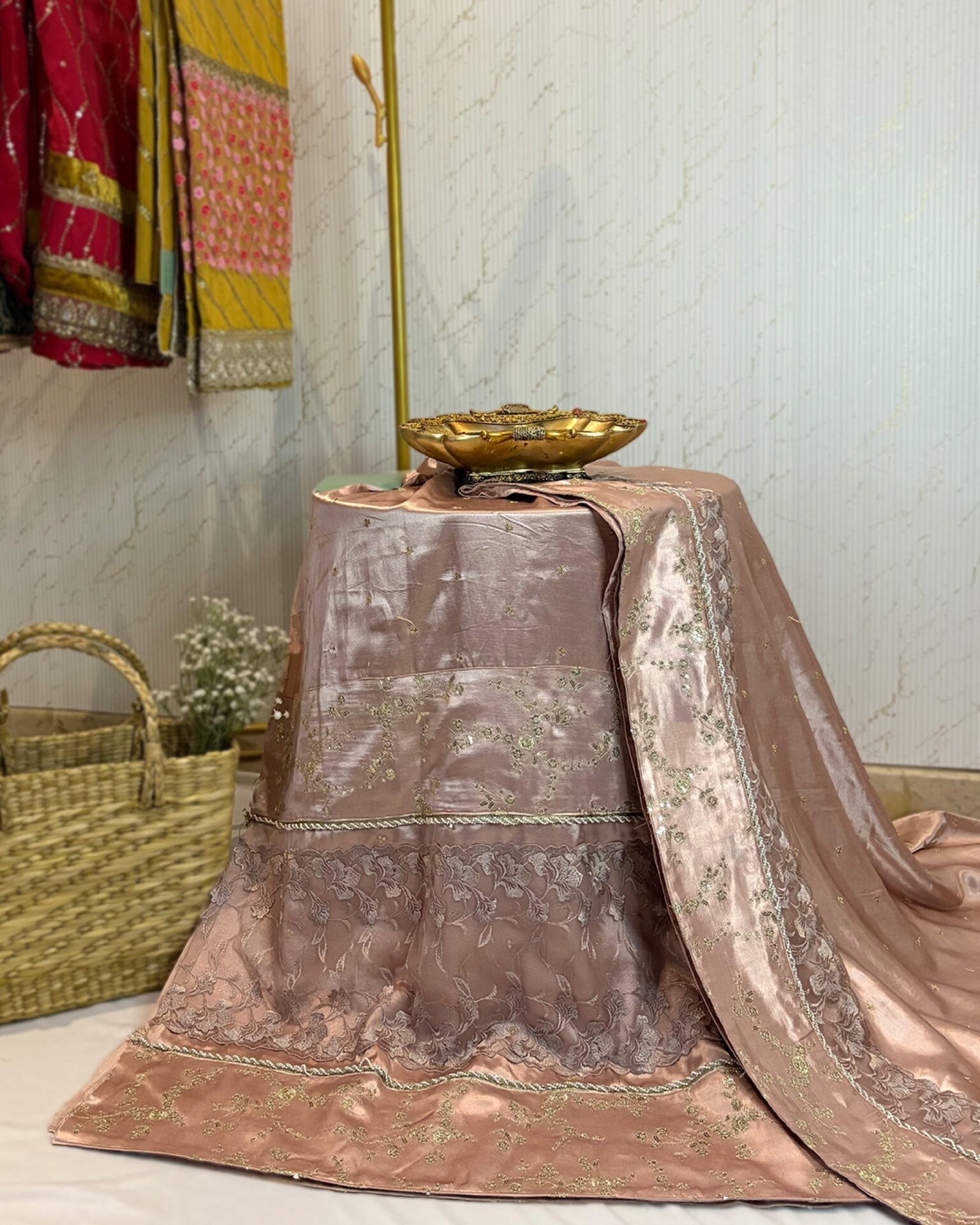 gajji silk rida-27 Rose gold gajji Silk Edit - Image 1