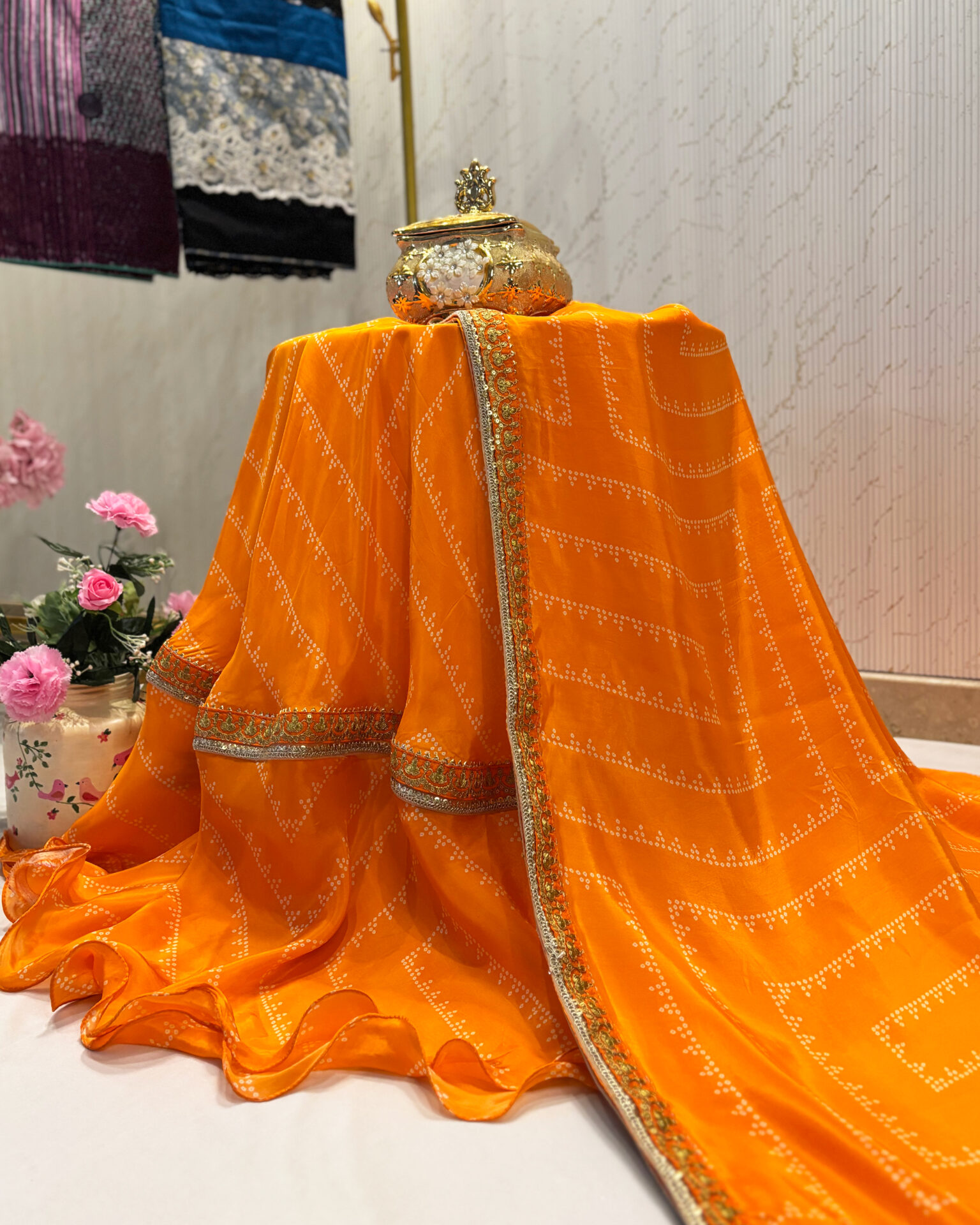 jamali oraange bandhani-01 The Sahiba Edit-Bandhej Orange - Image 1