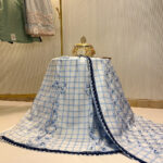 Chex Blue with Flower Print