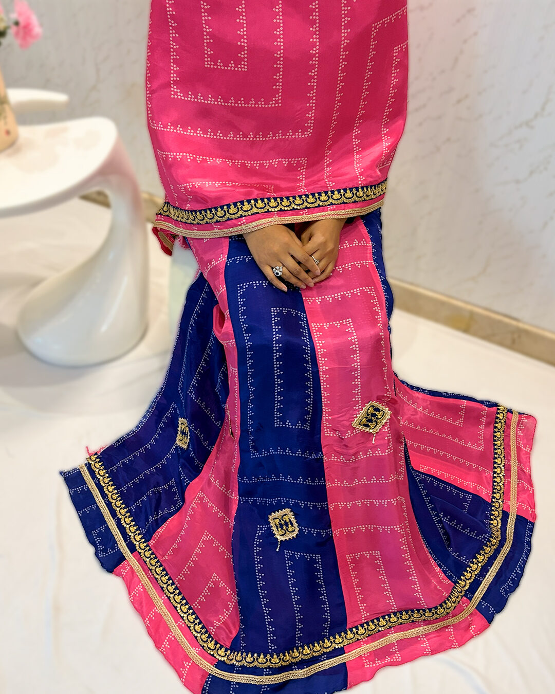 Artboard 1 copy 4 The Sahiba Edit - Hot Pink Bandhej Rida - Image 1