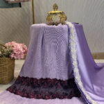 Lavender Pleated with white flower pearl Lace