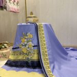 White printed Pink flowers with Crochet flowers (Copy)