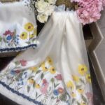 painted multicolour floral organza rida