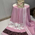 Pink with brown lace cross stitch belt rida