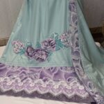 Mint green lilac cross stitch rida