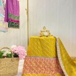 Yellow ochre slant embroidery