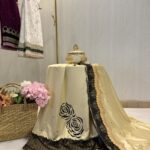 Golden rida with black aari work