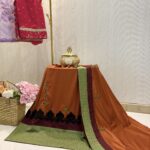 Brick orange with american panel and hand Embroidery