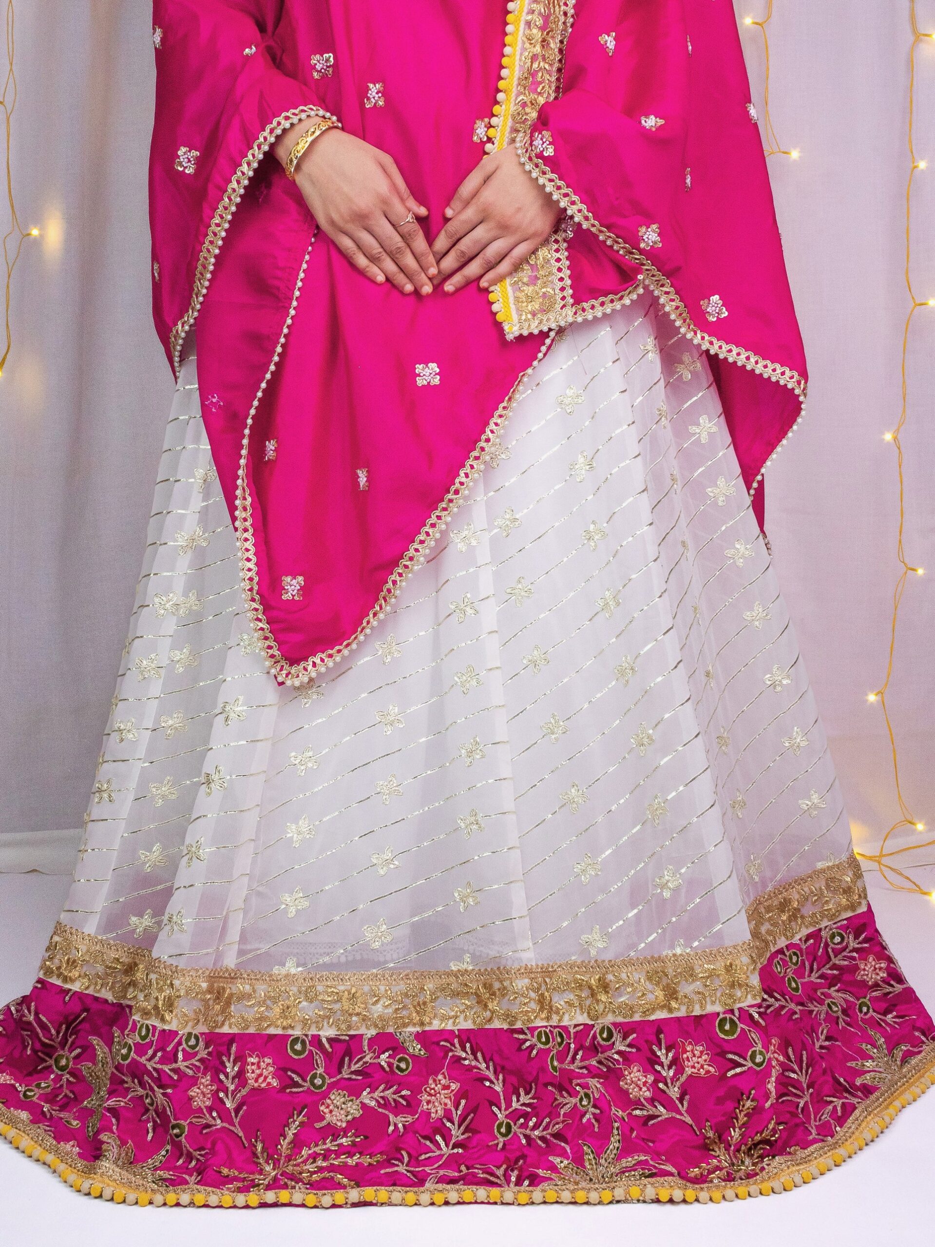 model shots 52 (1) (1) Rani Pink & Cream gotta Jodi Bridal - Image 1