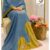 Denim on Gold Belgian Cotton Aari Work Rida