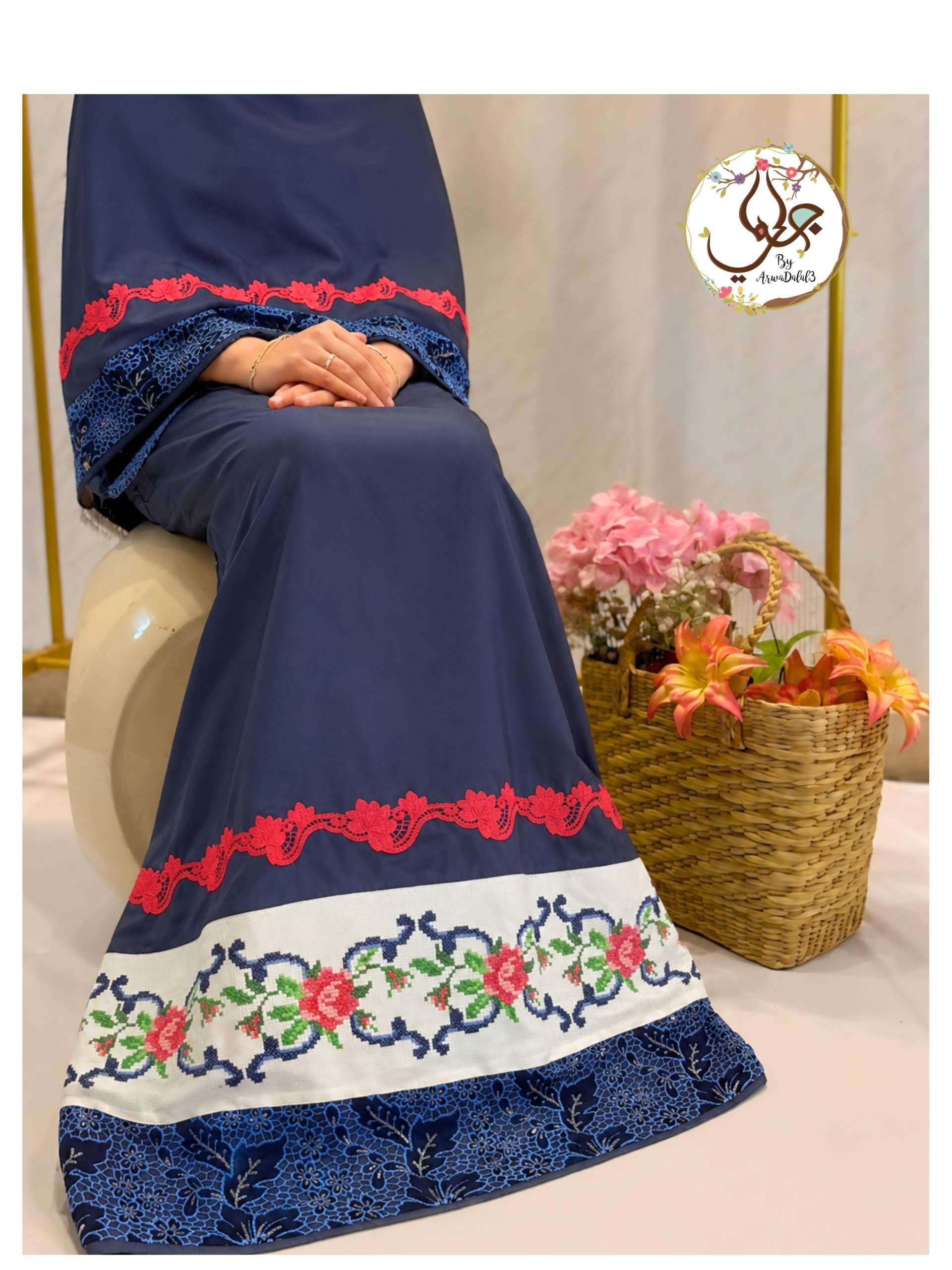 Textured Traditions Dark Blue Cross-Stitch Panel Rida