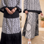 Reversible Chevron-Paisley Rida in a bold monochrome palette of black and off-white