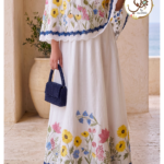 painted multicolour floral organza rida